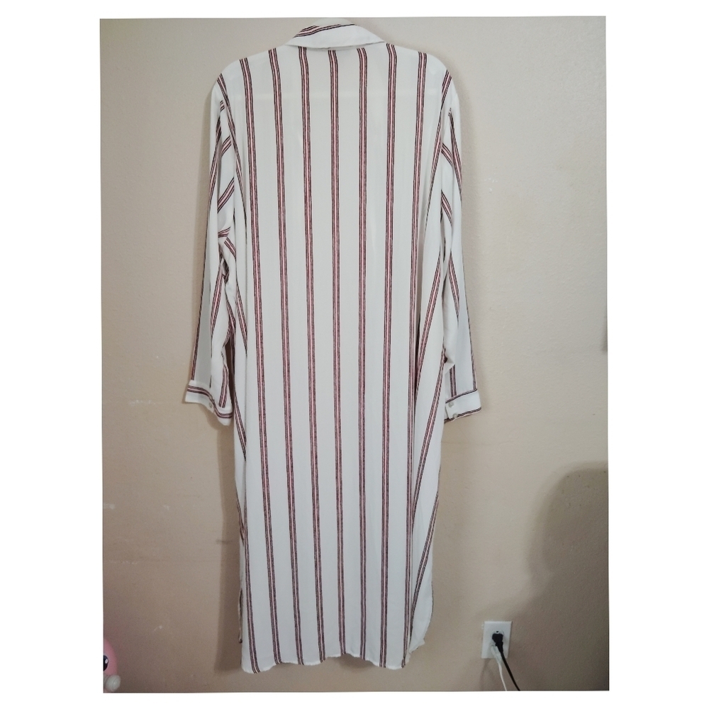 Torrid Black Red Stripe Georgette Trench Kimono Size 4 - Picture 4 of 6